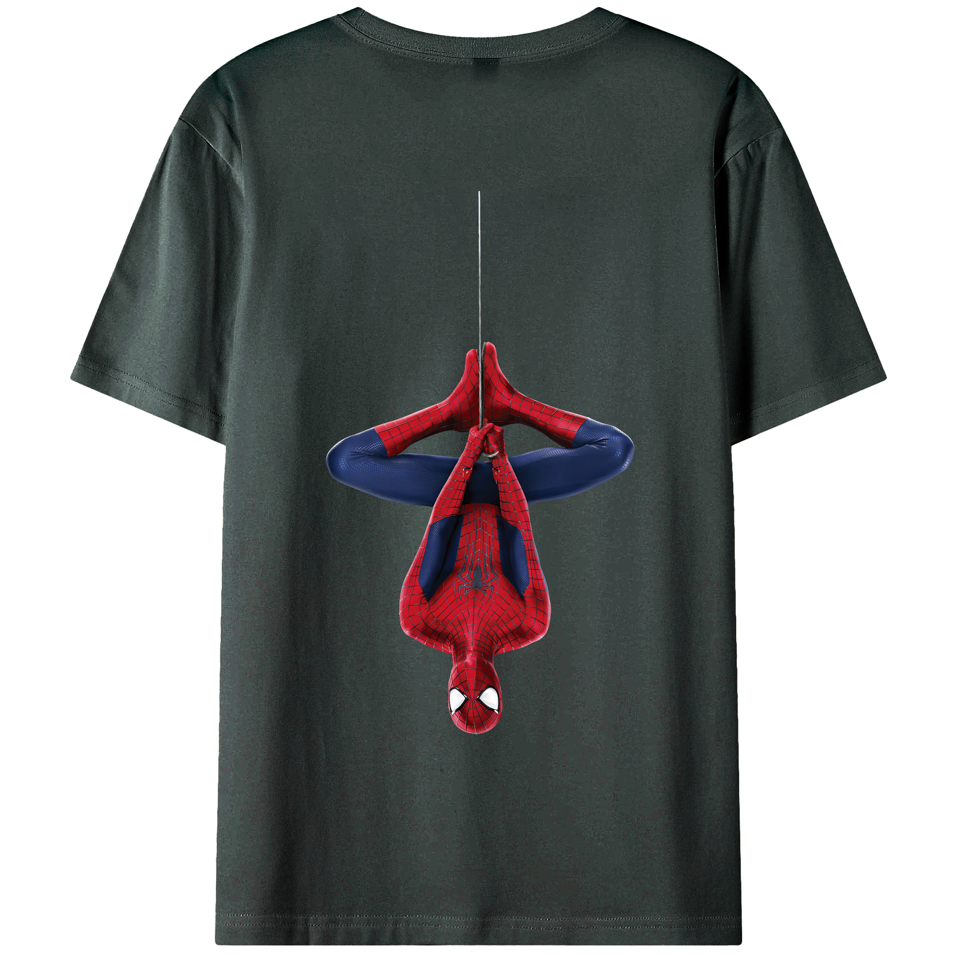 （画像用） Spider Man スパイダーマン 綿100％ メンズ半袖Tシャツ（バックプリント） 通気性